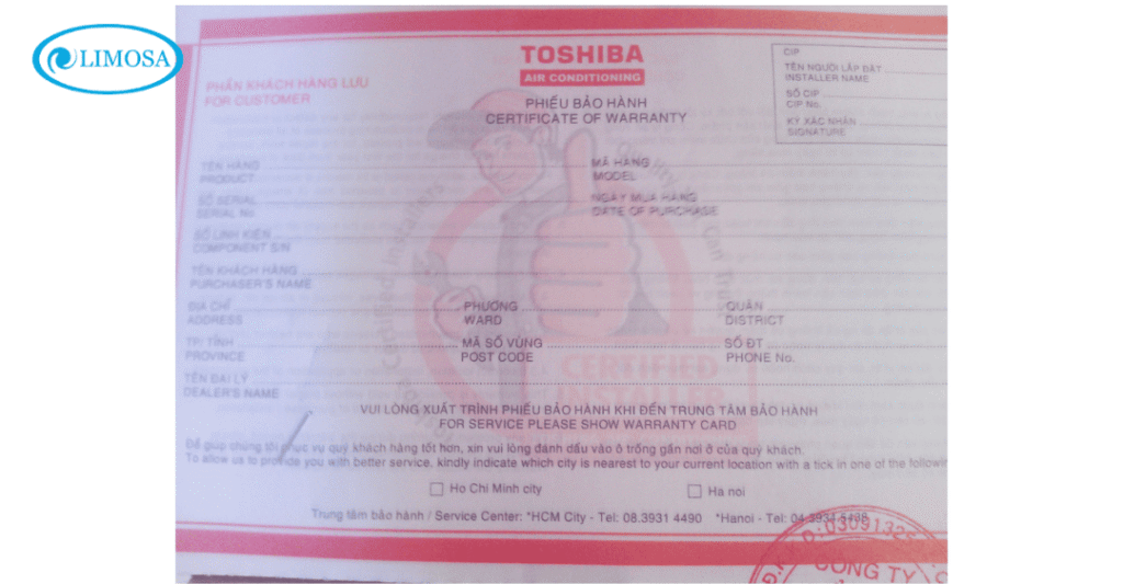 Phiếu chống hàng giả máy lạnh toshiba