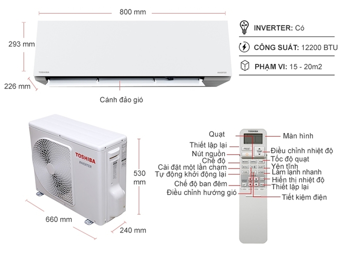 Thông số máy lạnh toshiba